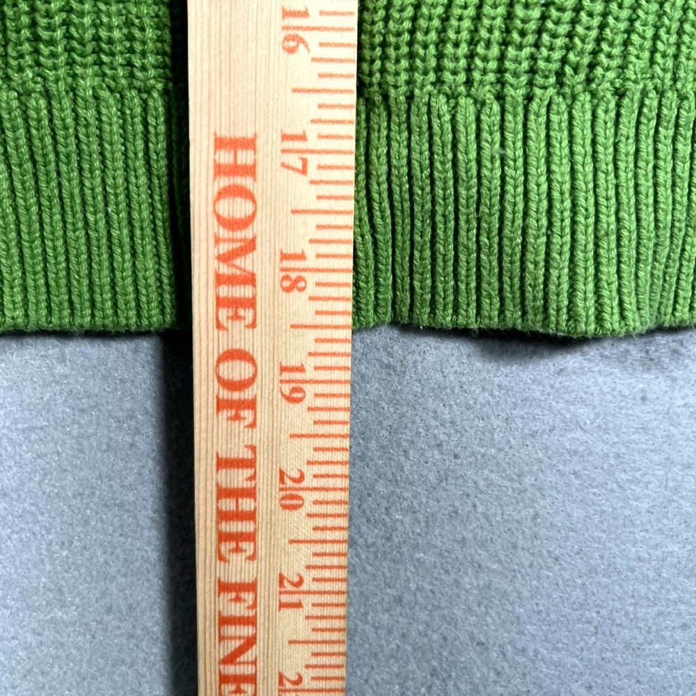Forever 21 Sweater Womens L Green Quarter Zip Chunky Knit Cropped Balloon Sleeve - Picture 5 of 6